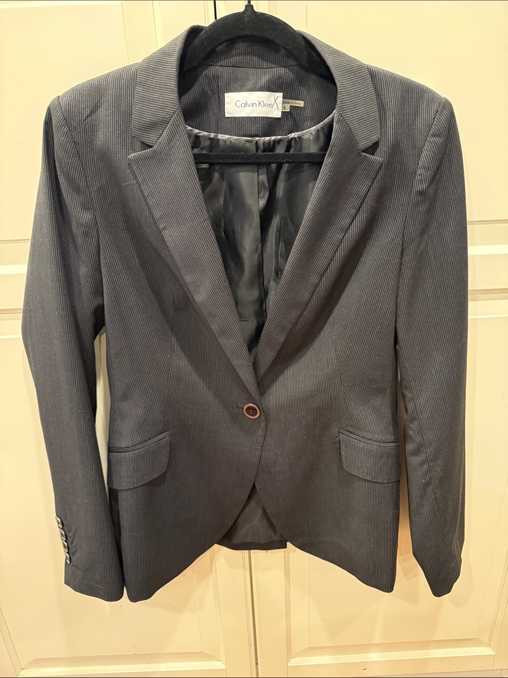 Calvin Klein Pinstripe Single-Button Blazer